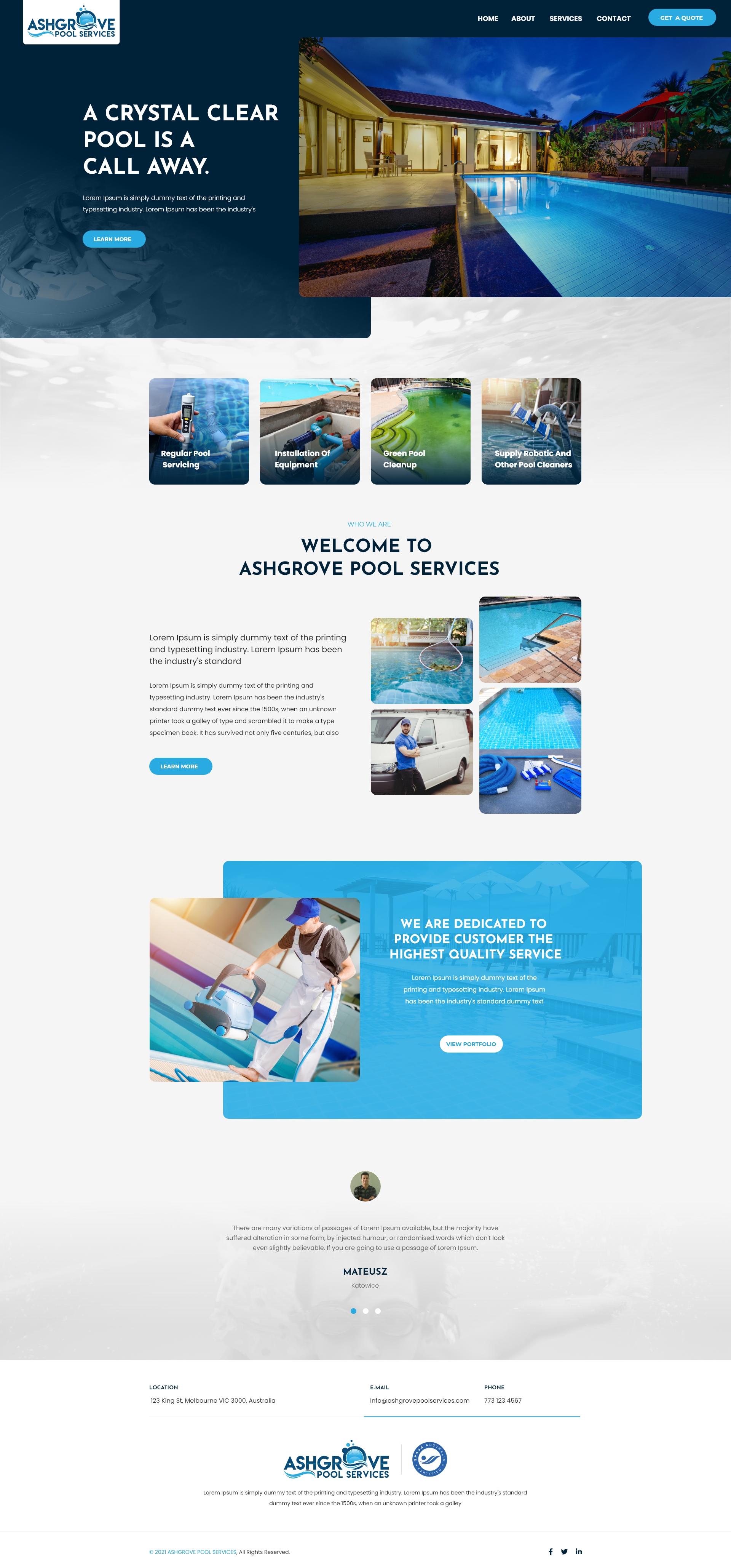 ZYVZEN Portfolio - Ashgrove Pool - web, seo Project