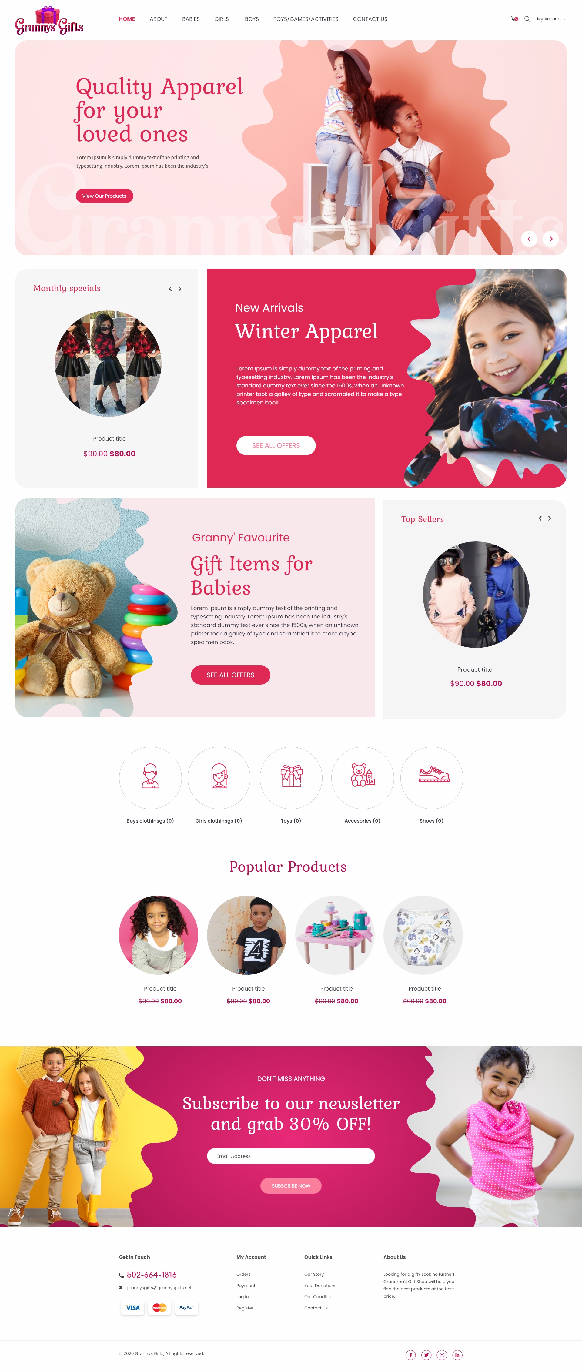 ZYVZEN Portfolio - Granny's Gifts - web, design Project